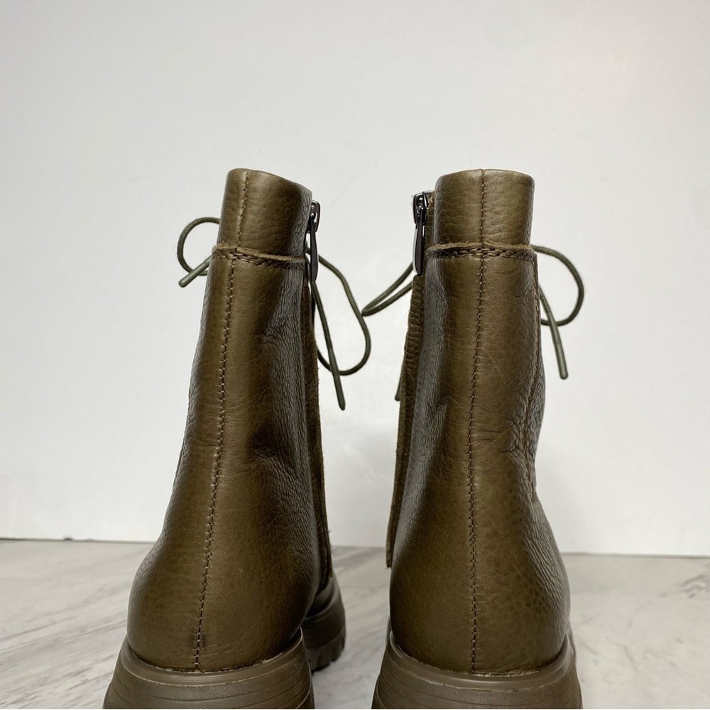 Franco Sarto Jetson Green Brown Leather Lace Up Lug Sole Boot 8 1/2 M - Picture 4 of 16